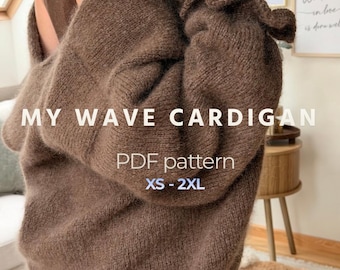 Patrón de punto para cárdigan "My Wave", suéter de mohair extragrande (descarga en PDF)