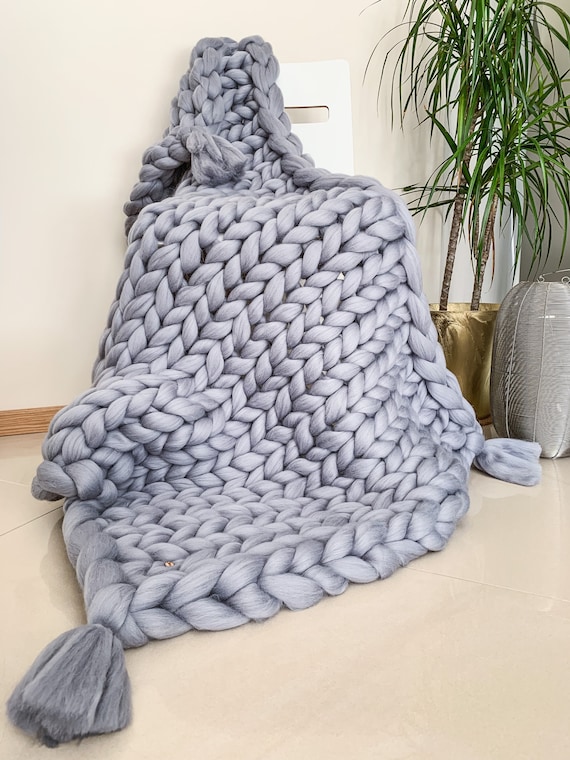 Knit Wool Chunky Blanket With Fringes Handmade Plaid Wool Blanket Natural Wool Knit Blanket Coverlet Woolen Rug Cozy Blanket Etsy