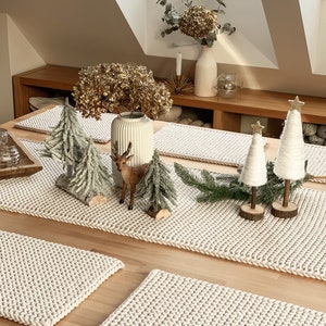 Table Runner natural knitted table decoration, living room table decoration, tread image 4