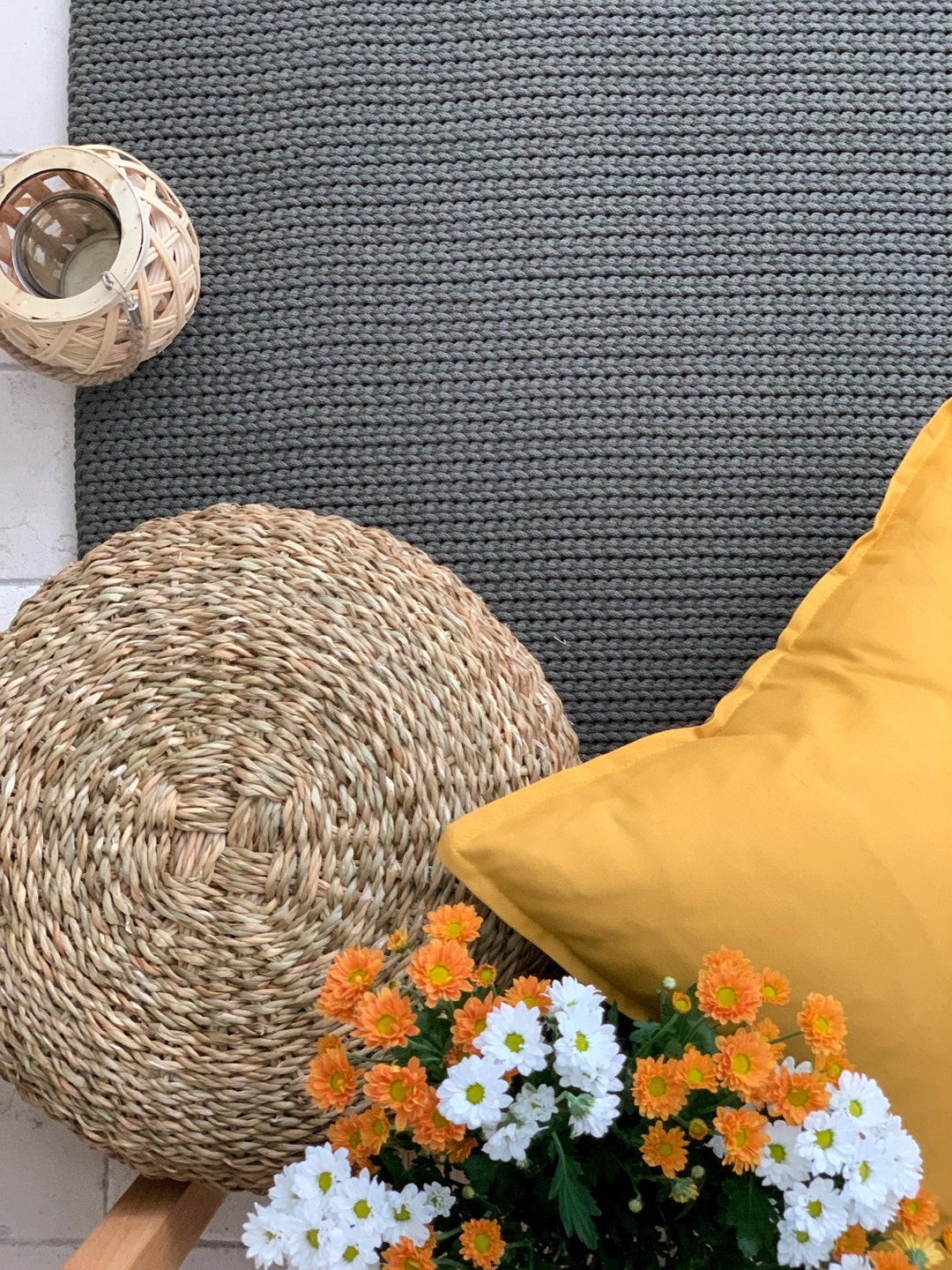 Natural Two-sided Crocheted Rectangular Carpet - Rug Available in Many ...