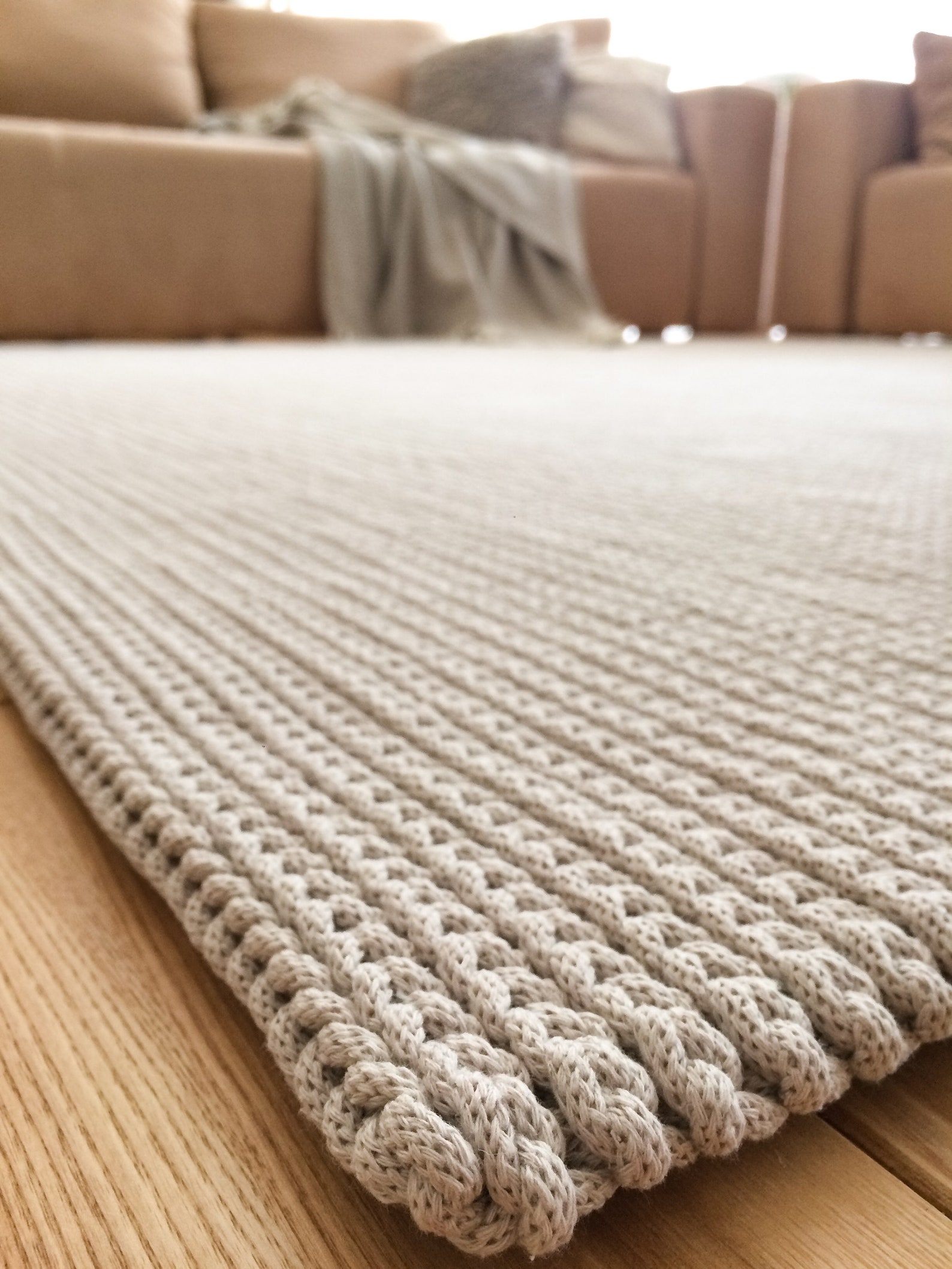 Natural Two-sided Crocheted Rectangular Carpet Rug Available - Etsy