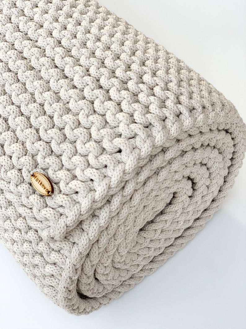 Table Runner natural knitted table decoration, living room table decoration, tread image 1