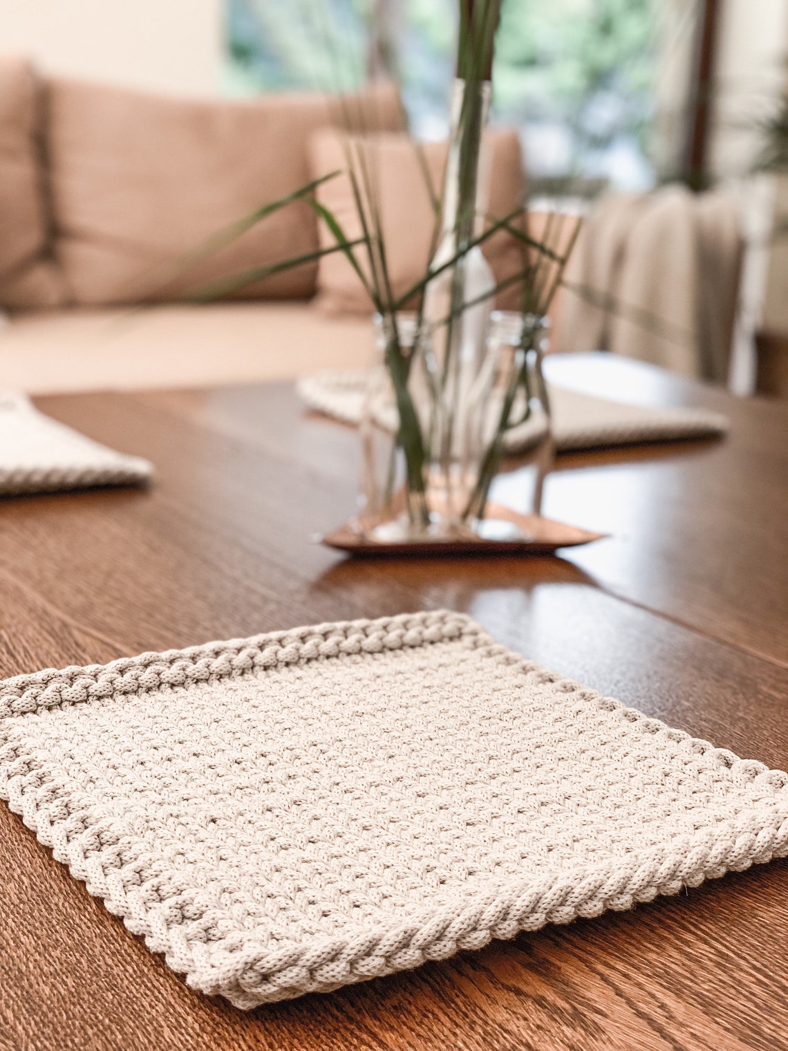 Set of 8 Knitted placemats in thick frame H available in Etsy