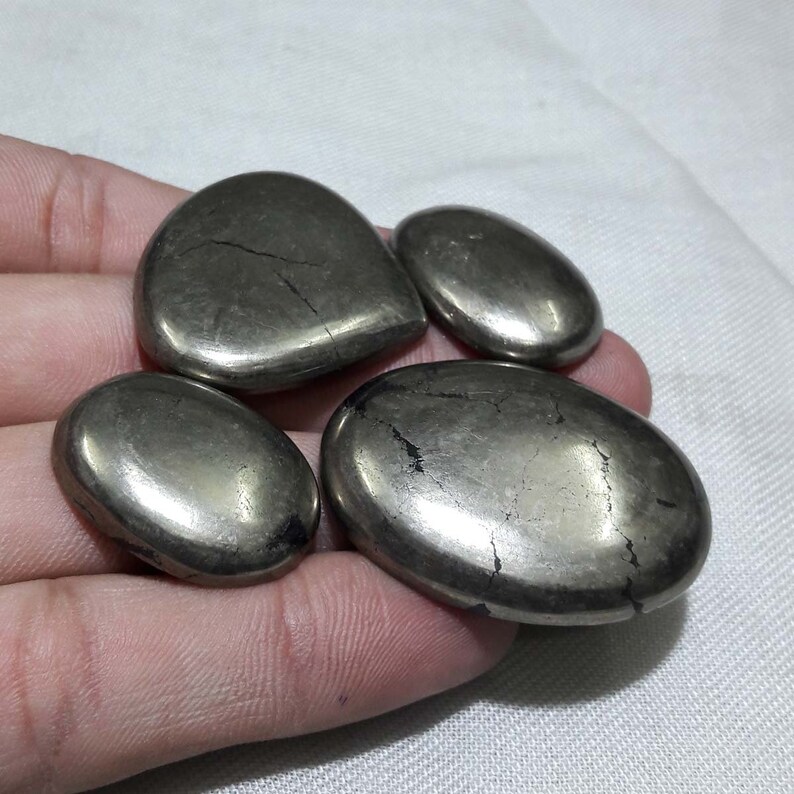 Natural Apache Gold Pyrite Gemstone Cabochon,Oval,Pear Shape Loose Gemstone For Jewelry Making Wholesale 244 Cts Lot 4 Pieces