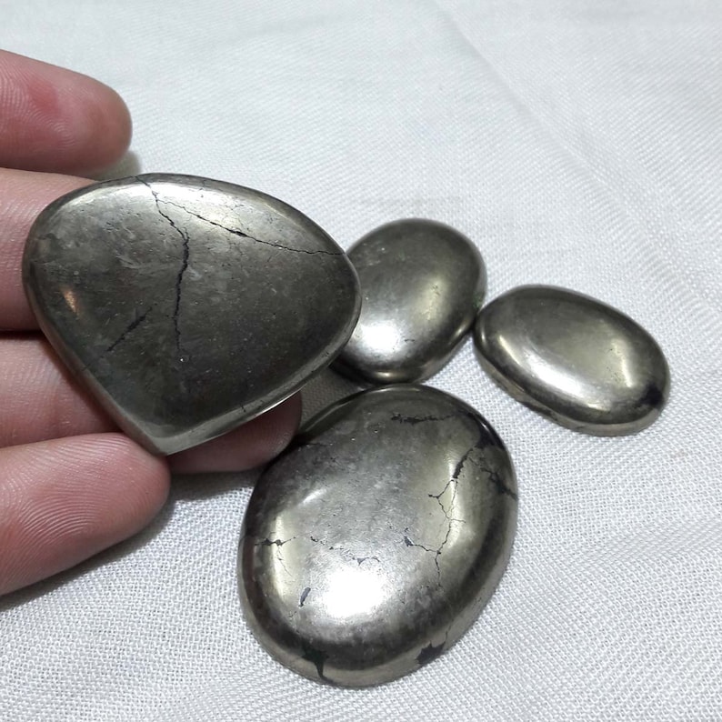 Natural Apache Gold Pyrite Gemstone Cabochon,Oval,Pear Shape Loose Gemstone For Jewelry Making Wholesale 244 Cts Lot 4 Pieces