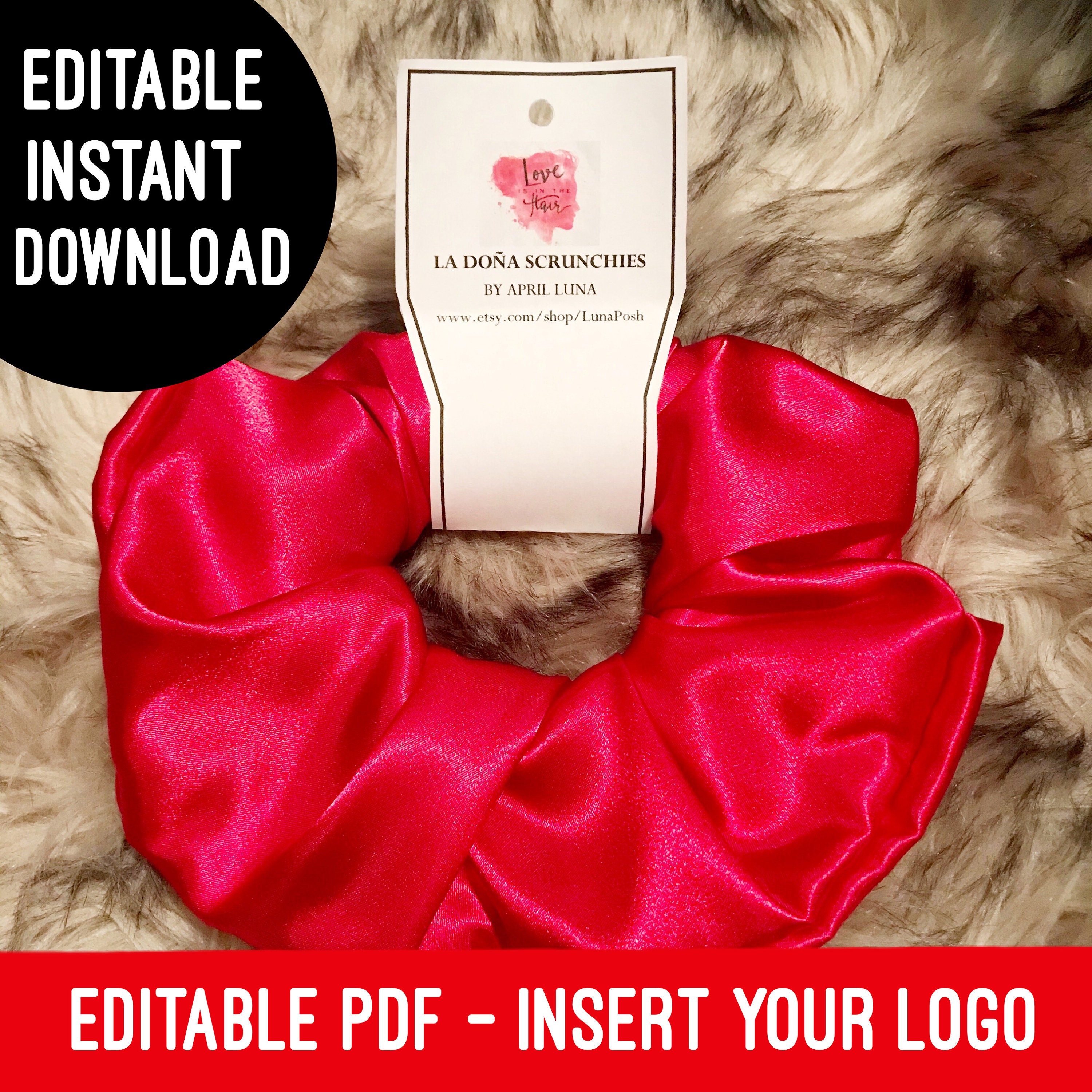 EDITABLE PRINTABLE Scrunchie Tag Digital Tags Adobe PDF Etsy Australia