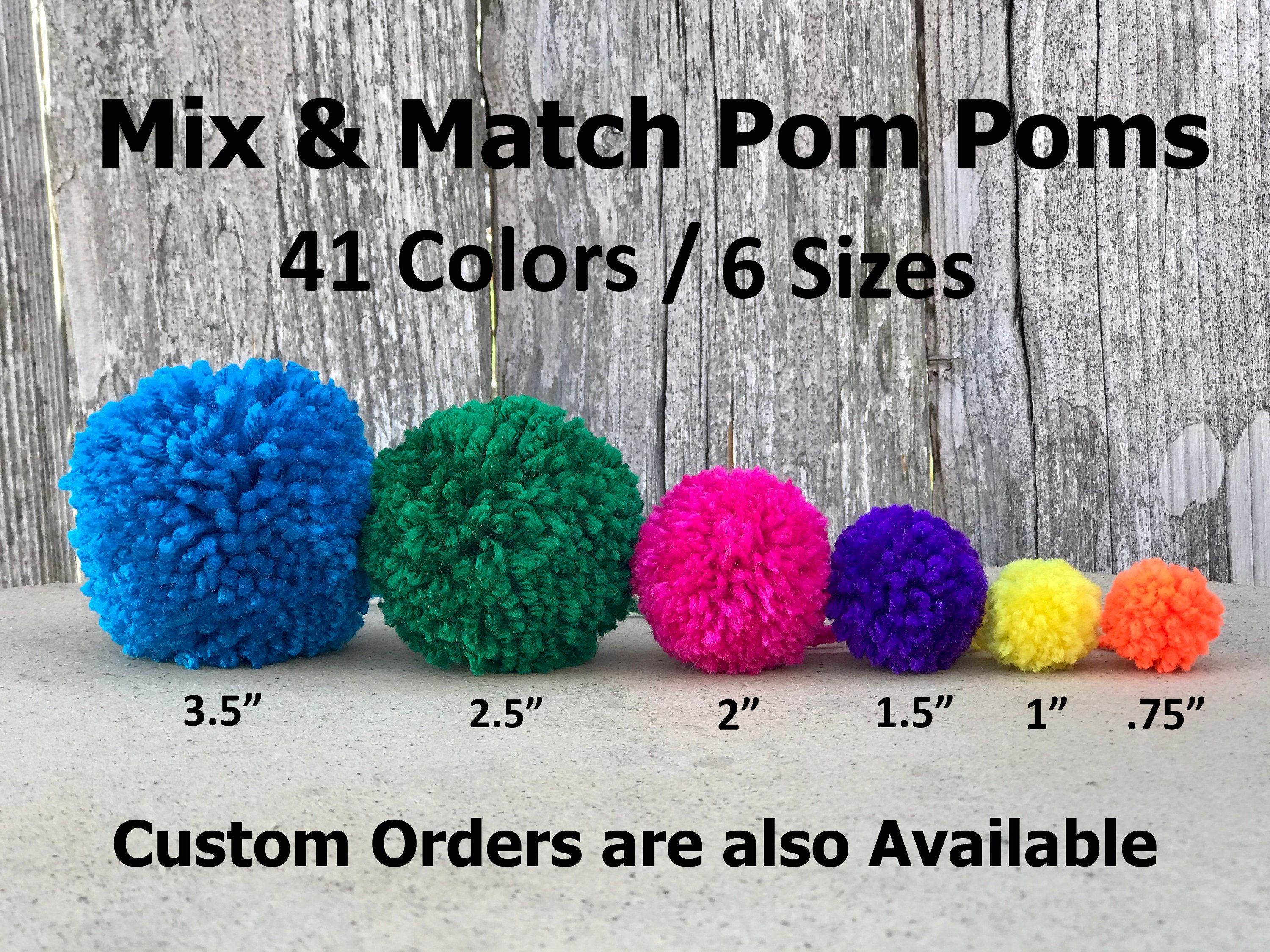 Yarn Pom Poms, Oversized Pom Poms, 1.5” Pom Pom, 2.5” Pom Pom, 3.5” P…