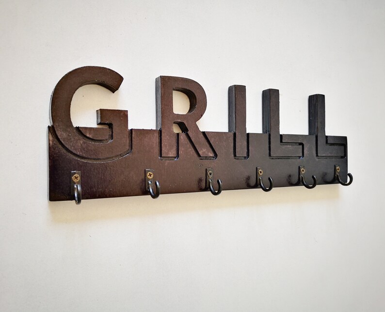 BBQ Utensil Hanger for Wall Excellent Wooden Gift for Grill Etsy