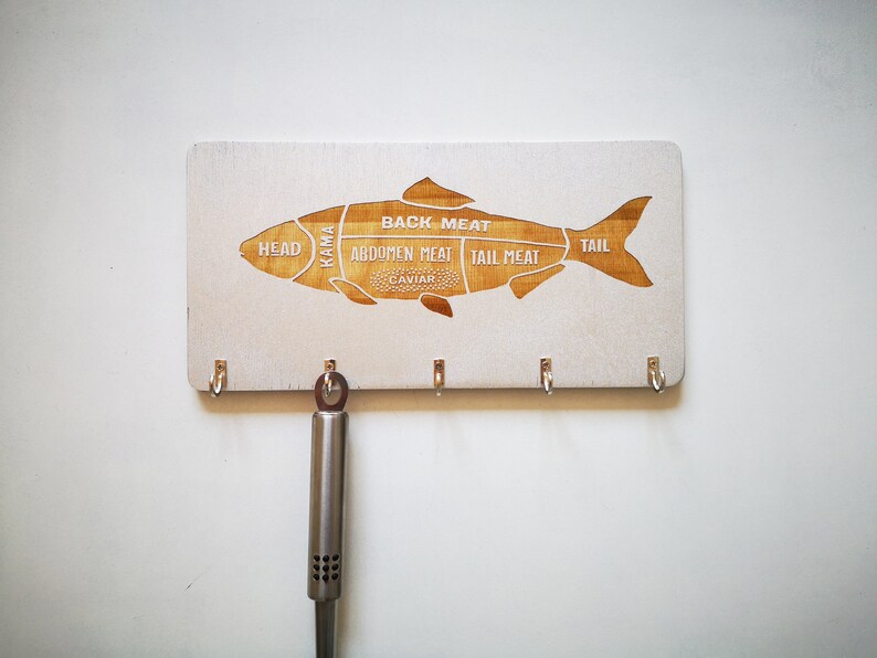 Love grilling fish, BBQ utensil holder for wall, Grill tool hang Love grilling fish, BBQ utensil holder for wall, Grill tool hang
