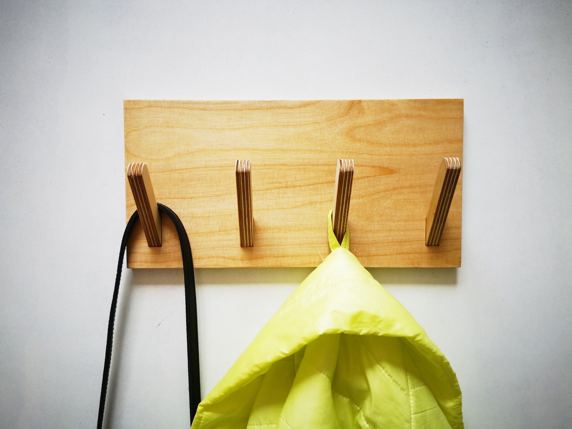 Entryway coat rack for wall Wooden coat hanger Handmade wall Etsy