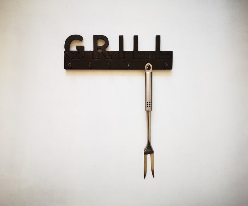 BBQ Utensil Hanger for Wall Excellent Wooden Gift for Grill Etsy