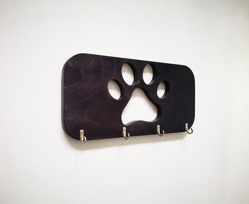 Pet leash holder for wall Wooden dog leash rack Wall mounted Etsy