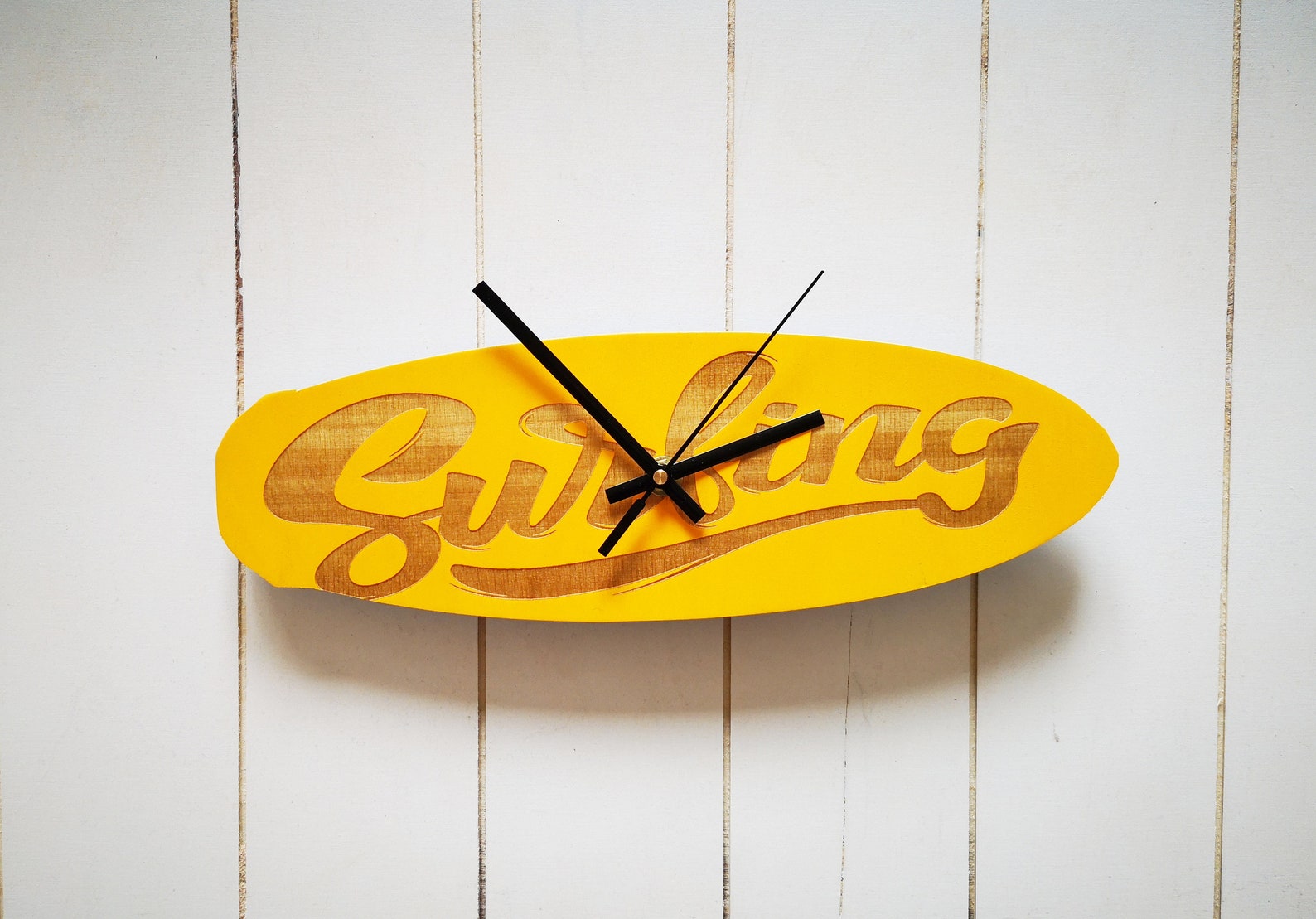 Surfing Theme Clock for Wall Wooden Wall Clock With Engraved Etsy