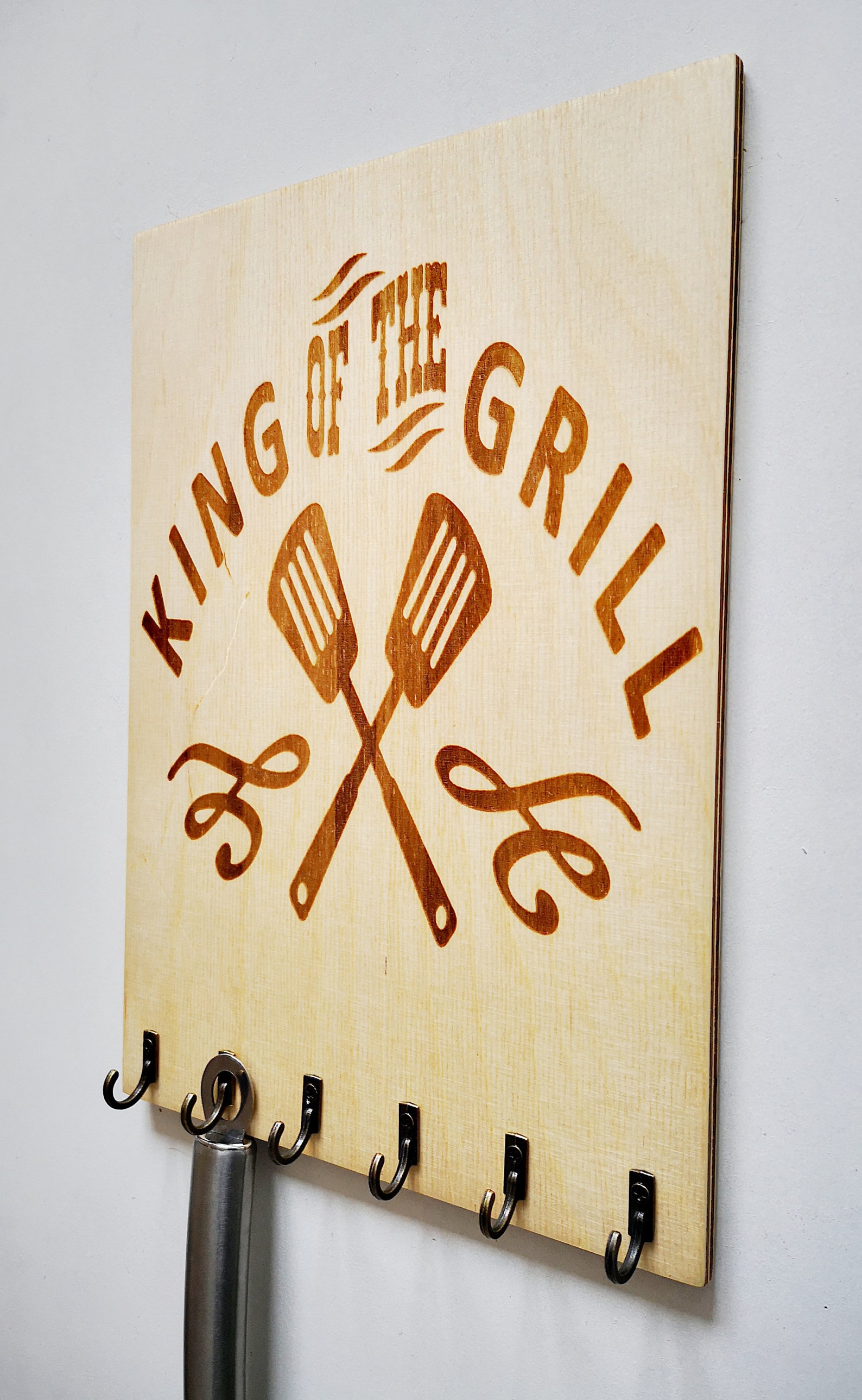 Wooden Grill Tool Holder BBQ Utensil Organizer for Wall King Etsy
