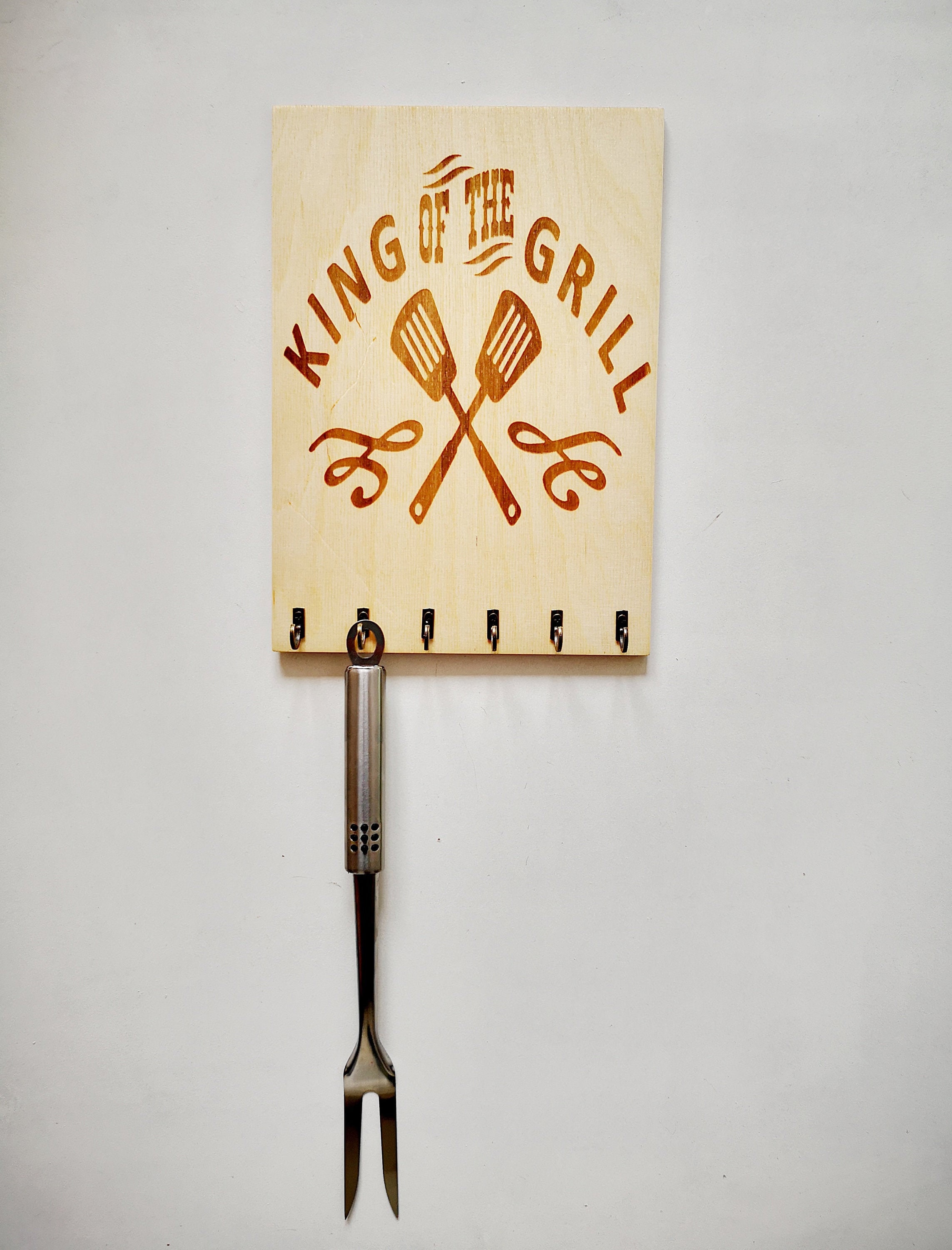 Wooden Grill Tool Holder BBQ Utensil Organizer for Wall King Etsy
