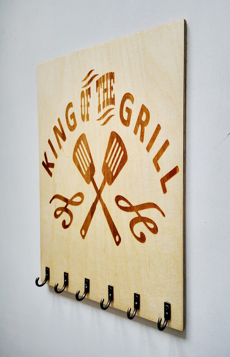Wooden Grill Tool Holder BBQ Utensil Organizer for Wall King Etsy