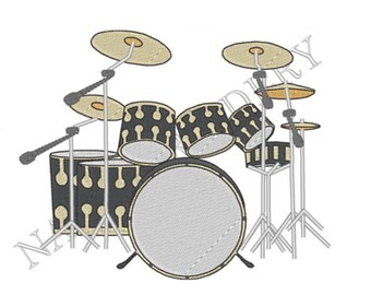 DRUMS - Machine EMBROIDERY Desiign - Instant download - Instrument