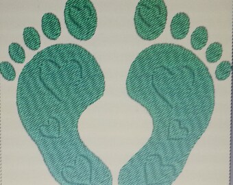 FEET BABY - Machine Embroidery Design - Applique Embroidery Design - 2 x 3 sizes - Instant Download - Newborn embroidery design - Footprint