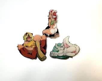 Lewd Furries ︳ 2.5&quot; Acrylic Pin ︳ Raccoon Tanuki Goat Dragon Furry