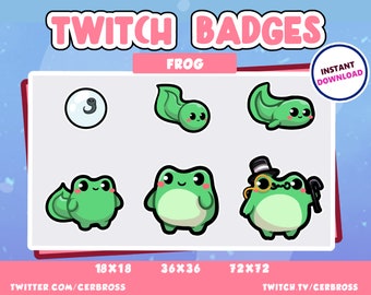 Green Frog Gentleman Sub Badges - Egg to Top Hat - Twitch, YouTube, Discord - 6 Sub Badges Set