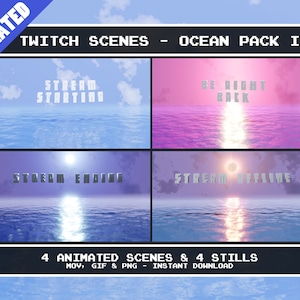 Animated Twitch Screens "Ocean II" | Stream starting soon | Be right back | Stream ending | Stream offline | Gamer | Chill | Kawaii