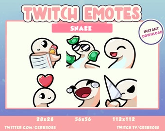 Snake Emotes "White" Pack 1 | Twitch | Discord | Youtube