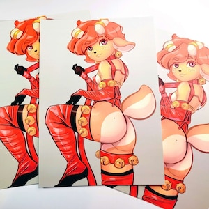 Süßes pelziges Ziegen Mädchen Pin-Up: A5 Matt Papier Druck