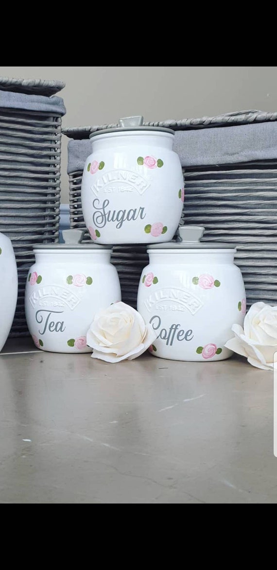 floral tea coffee sugar canisters