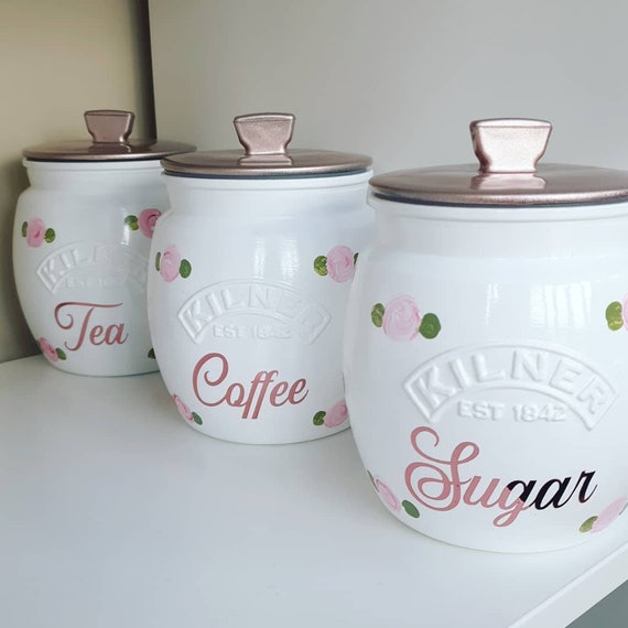 Rose Gold Canisters Rose Gold And Black Coffee Canister Made of
