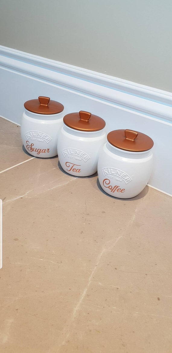 orange kitchen tea coffee sugar canisters