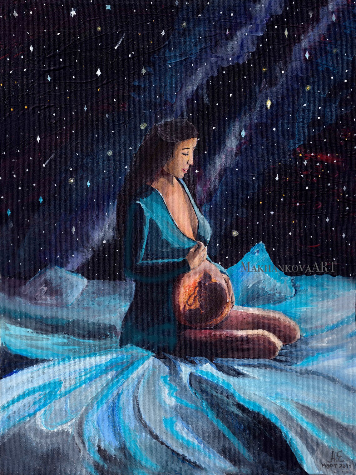 Pregnant Woman Art Oil Painting print Print from my Original Etsy