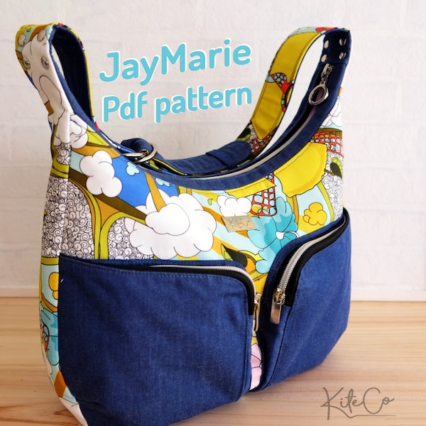 Intermediate Bag sewing pattern, SVG's, modern slouch bag,