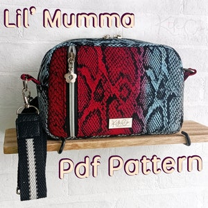 Cross-body bag pattern. Lil Mumma- PDF pattern with SVG files, video tutorial,  Zipper pocket, phone bag.