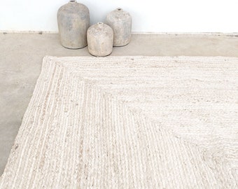 Tapis en jute extra large en blanc chaud. Tapis écologique en jute et teinture aux herbes. Tapis en fibre. Tapis de jute original. Tapis végétaliens et biologiques. Maison Feng Shui