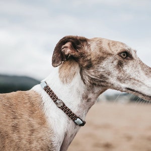 Honden- en kattenhalsband met natuurlijke edelstenen. Solidaire honden- en kattenstropdas met kristallen. Handgemaakt van gewaxt katoen. Veganistische huisdiersieraden