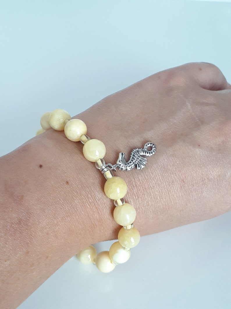 Yellow and Green Seahorse Charm Bracelet