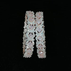 Rose gold plated American diamond /CZ bangles with pink Stone / Indian Jewellery / Pakistani jewellery