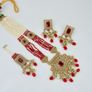 Mala Necklace set | Gold with Ruby Necklace set |  Pearls Reverse AD Long Necklace set | Indian Jewellery | Pakistani Jewellery