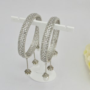 Silver Bangles  American Diamond CZ Bangles   Bridal bangles  Indian Jewellery    Latkan Bangles