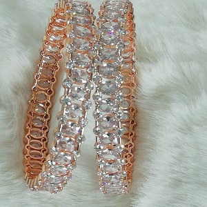 Rose Gold Bangles set  American Diamond Bangles  Indian Jewellery