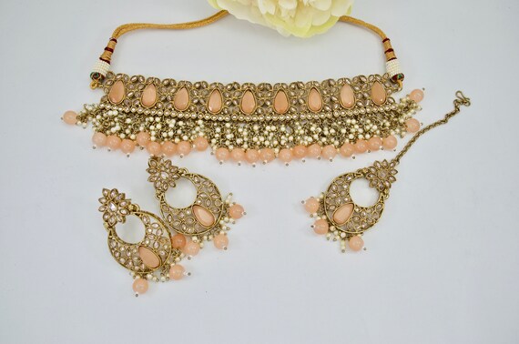 Peach choker necklace sale