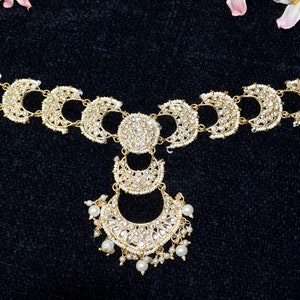 Gold Plated Kundan Sheesh phool Matha patti  Headband  Indian jewellery
