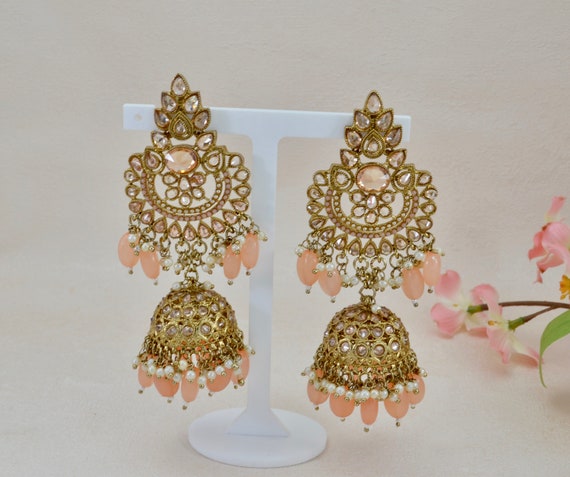Peach jhumka on sale