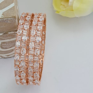 Rose Gold Bangles   American Diamond CZ Bangles   Indian Jewellery