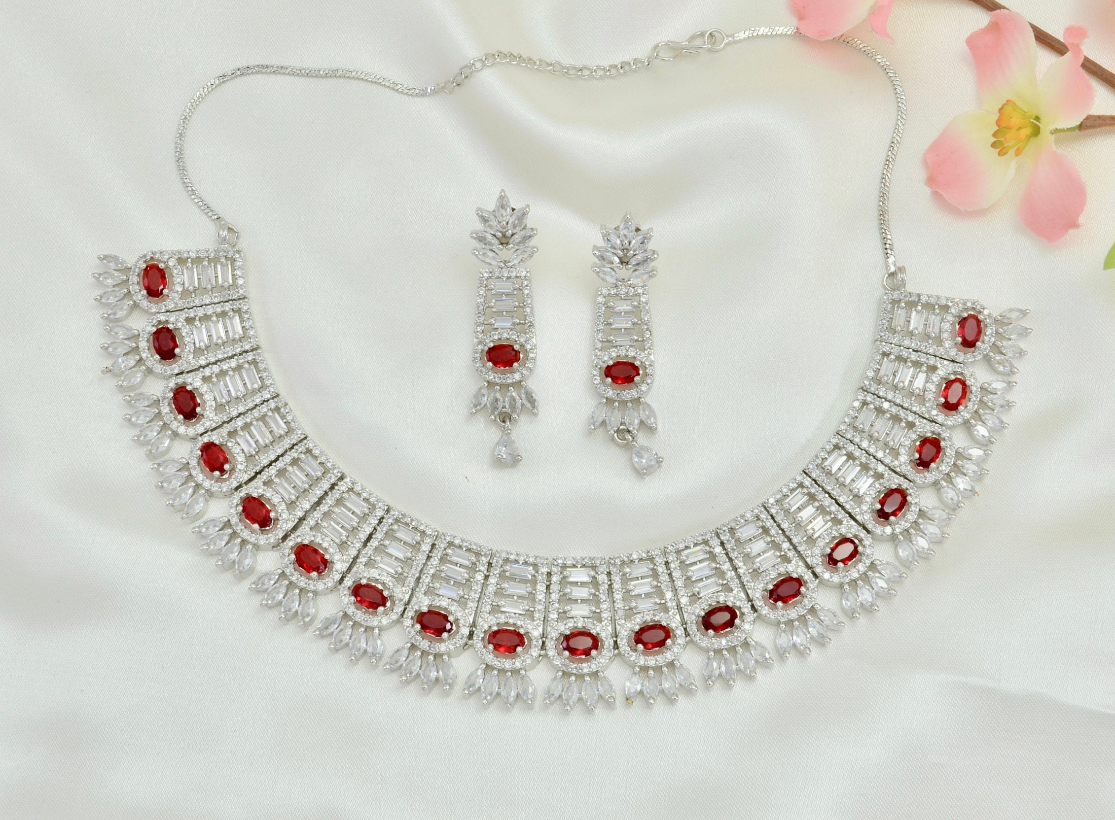 Red ruby jewelry best sale set