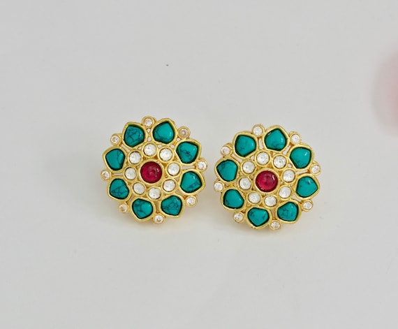 Kundan stud earrings sale gold