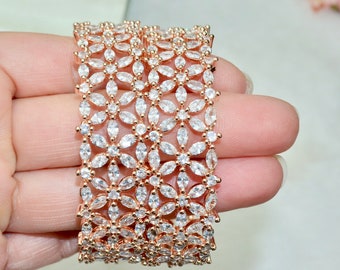 Rose Gold Kangan   American Diamond CZ Rose Gold Bangles