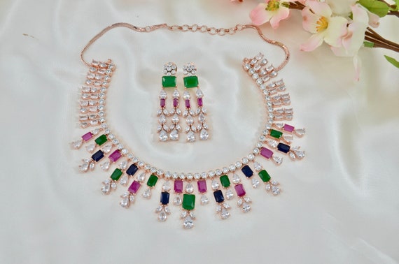 Gold colour shop necklace set