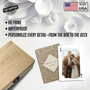 Custom Deck of Playing Cards with Free Customizable Box, Personalized Photo Wedding GuestBook Alternative, Unique Wedding Favors, Photo Gift
