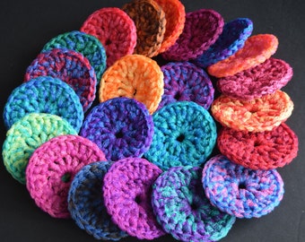 Double Round Scrubbie - Multi Colored Nylon Net Scrubbie, Set of 3 - 6, Approx Size 4 1/2"